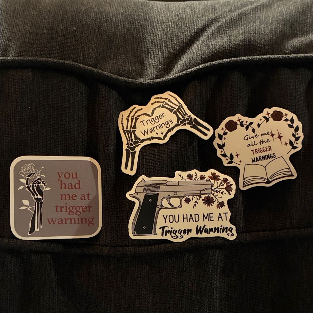 Trigger Warning Sticker Pack - Black, Cream, Brown Accents